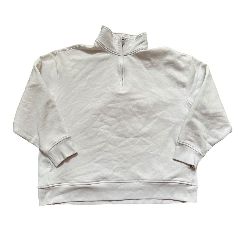 Athleta Heavyweight Terry 1/4 zip Sweatshirt Toasted Heather Size Large